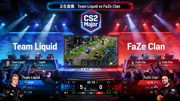 CS2 Major赛事Team Liquid对阵FaZe Clan比赛直播画面